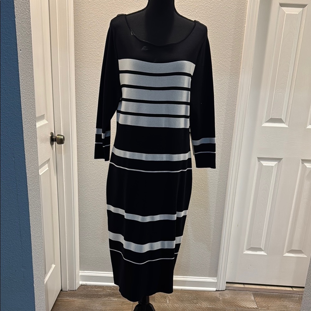 Black and White Striped Women's Dress
